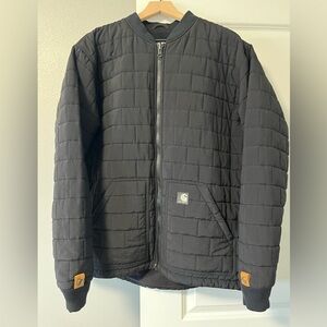 Carhartt Quilted XL Bomber Jacket Mens Large Black Puffer Zip Pockets Liner Only